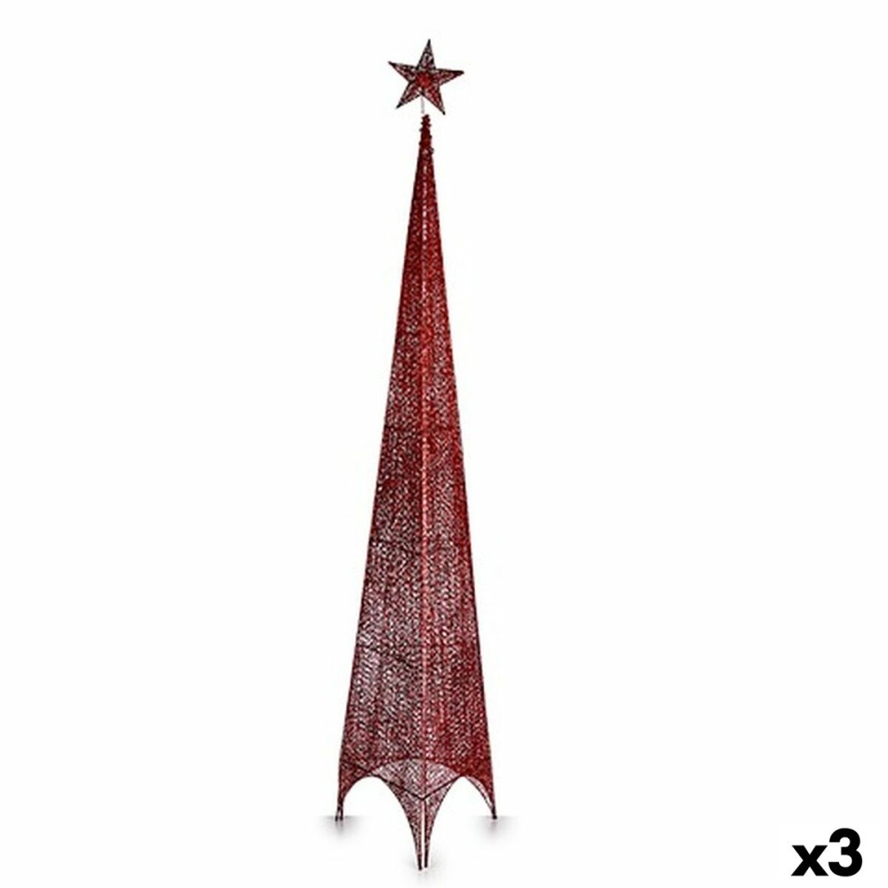 Weihnachtsbaum Turm Rot Metall Kunststoff 42 x 218 x 42 cm (3 Stück)