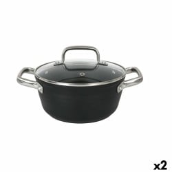 Casserole avec Couvercle en Verre Quttin Spiral Aluminium forgé Ø 20 cm (2 Unités)