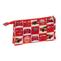 Trousse Fourre-Tout Triple Cars Let's race Rouge Blanc (22 x 12 x 3 cm)