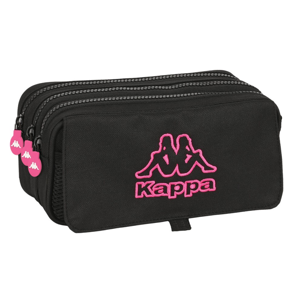 Dreifaches Mehrzweck-Etui Kappa Black and pink Schwarz (21,5 x 10 x 8 cm)