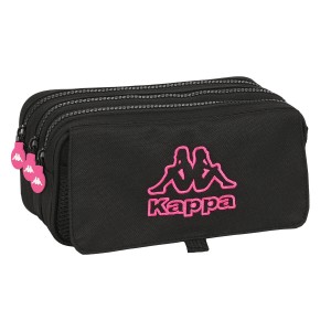 Trousse Fourre-Tout Triple Kappa Black and pink Noir (21,5 x 10 x 8 cm)