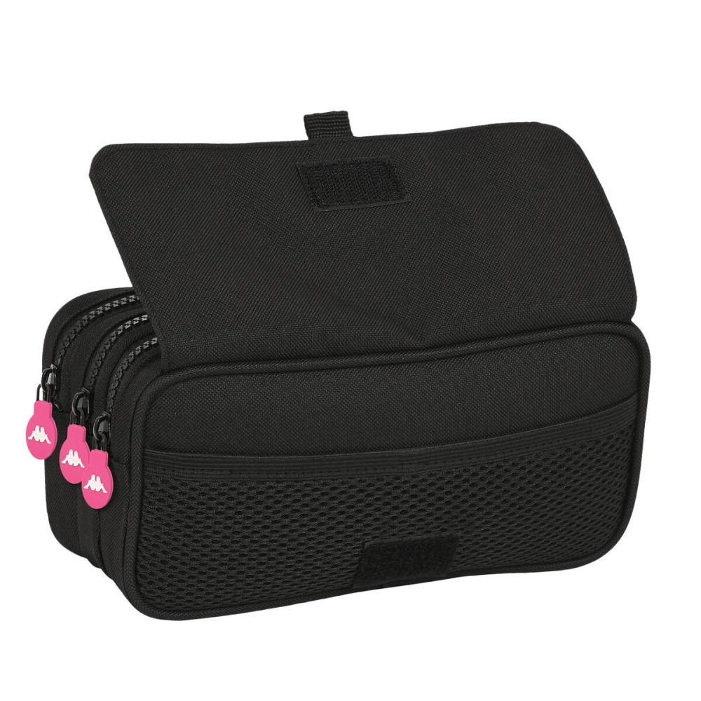 Dreifaches Mehrzweck-Etui Kappa Black and pink Schwarz (21,5 x 10 x 8 cm)