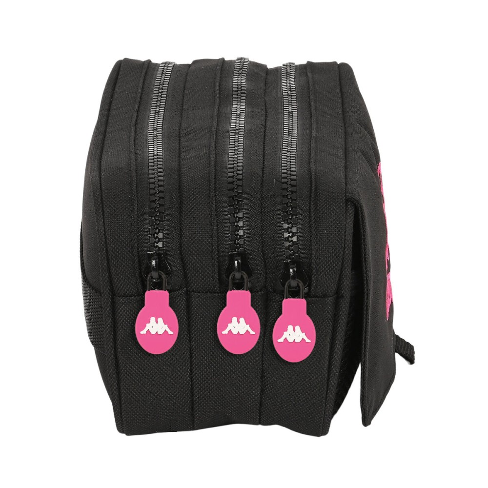 Trousse Fourre-Tout Triple Kappa Black and pink Noir (21,5 x 10 x 8 cm)