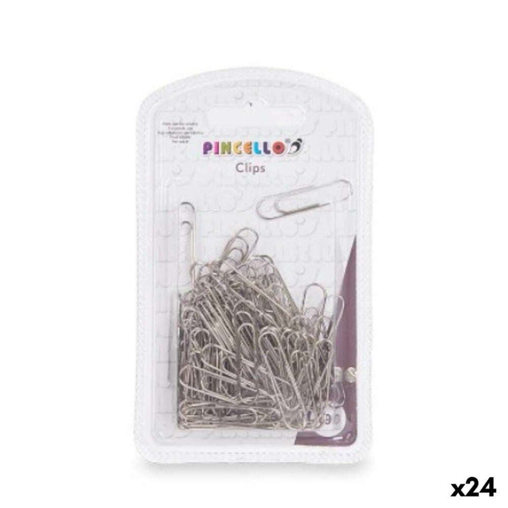 Clips Pincello 382 Silver Metal Medium (24 Units)