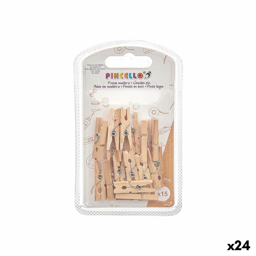 Pinces de serrage Petit Marron Bois (24 Unités)