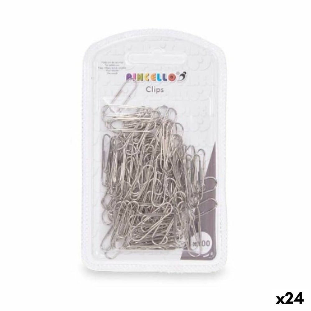 Clips Pincello 381 Silberfarben Metall klein (24 Stück)