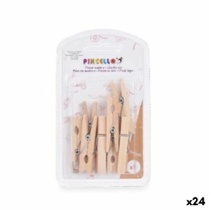 Clamps Pincello 401 Brown Wood Large (24 Units)