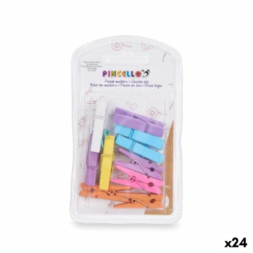 Pinces de serrage Moyen Multicouleur Bois (24 Unités)