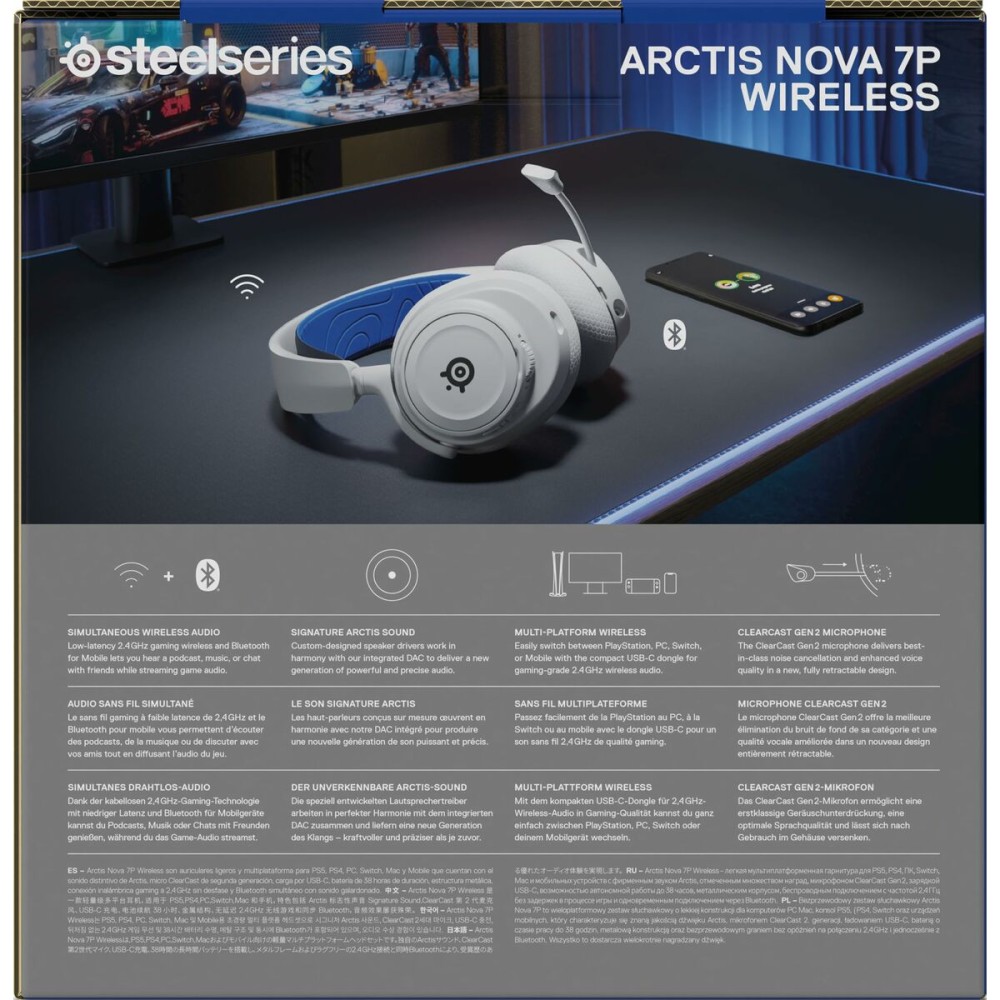Kopfhörer mit Mikrofon SteelSeries Arctis Nova 7P Weiß