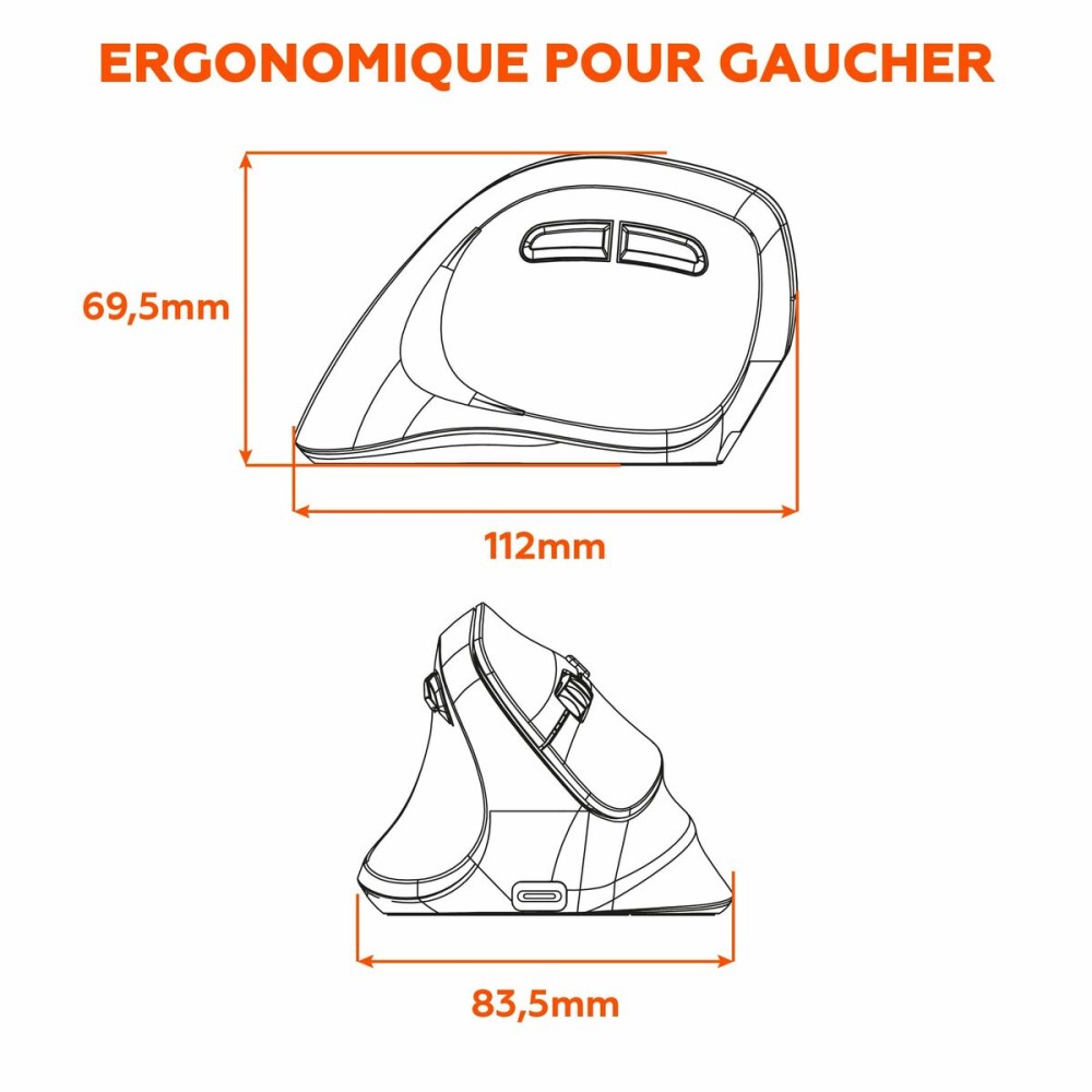 Souris Mobility Lab ERGO M30W LEFT Noir Vertical