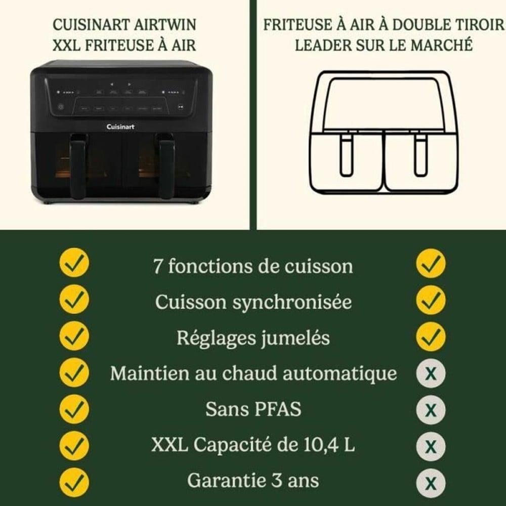 Heißluftfritteuse Cuisinart AFD10XBLE Schwarz 2400 W 10,4 L