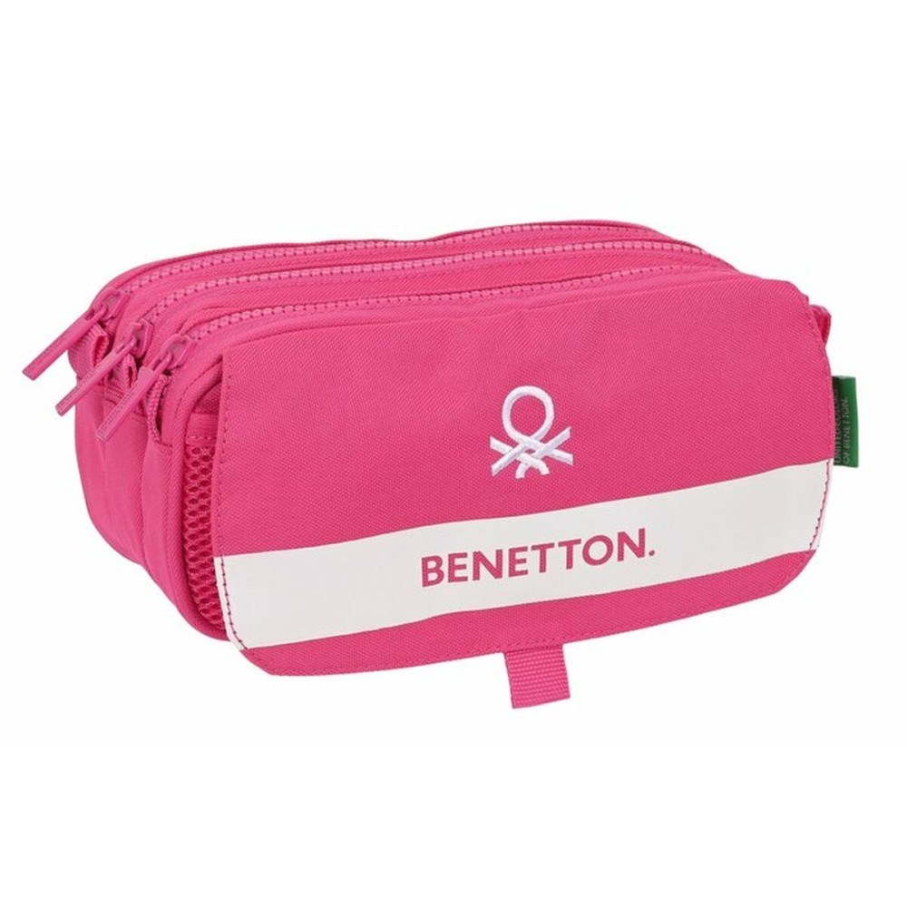 Dreifaches Mehrzweck-Etui Benetton Raspberry 21,5 x 10 x 8 cm Pink