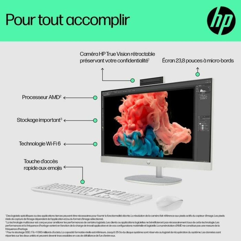 All in One HP 24-cr0067nf 16 GB RAM 23,8" AMD Ryzen 5 7520U 512 GB SSD