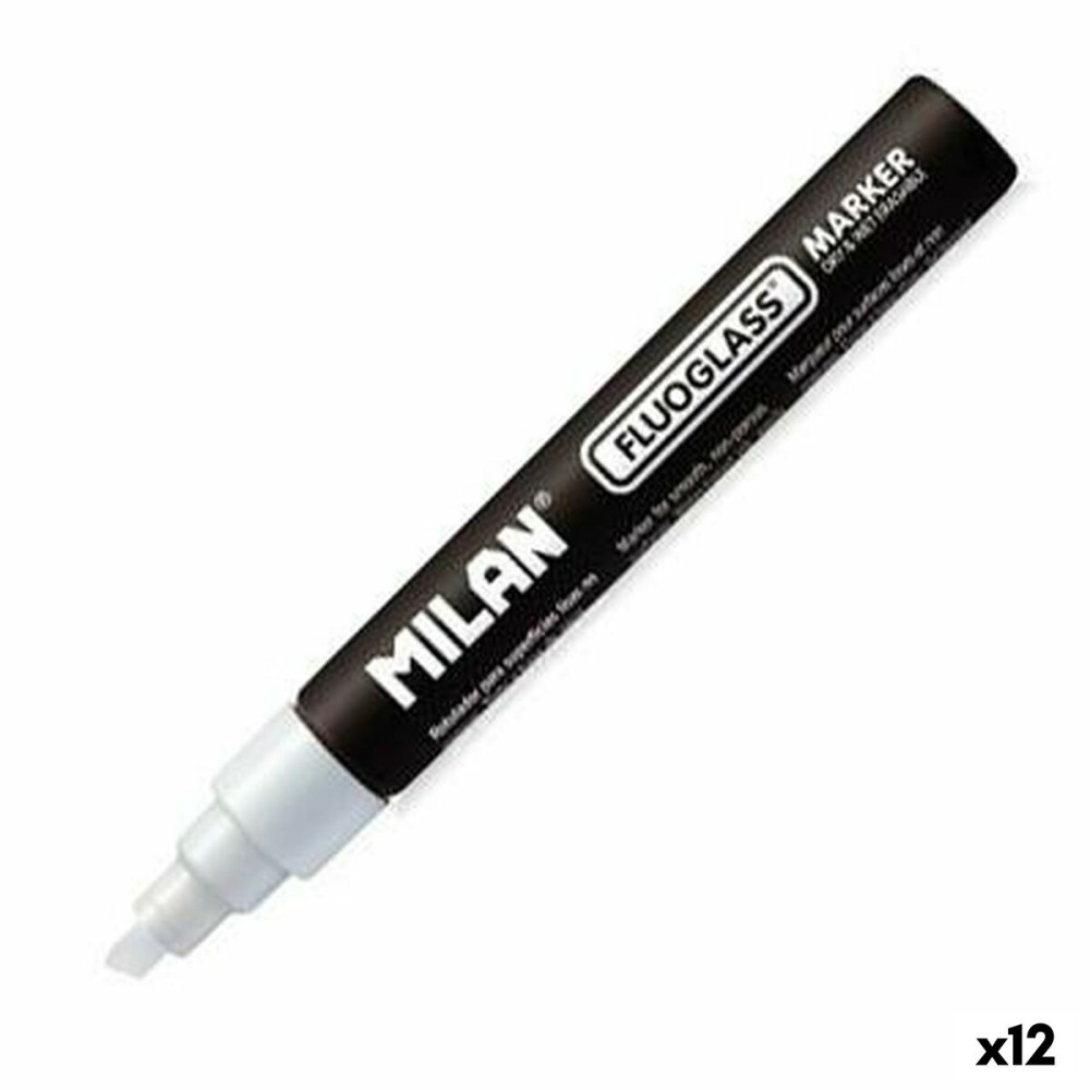 Felt-tip pens Milan Fluoglass Yellow White Black (12 Units)