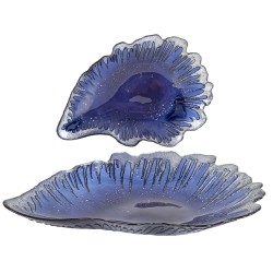 Centre de Table Romimex Bleu verre Coquillage 40 x 6 x 29 cm