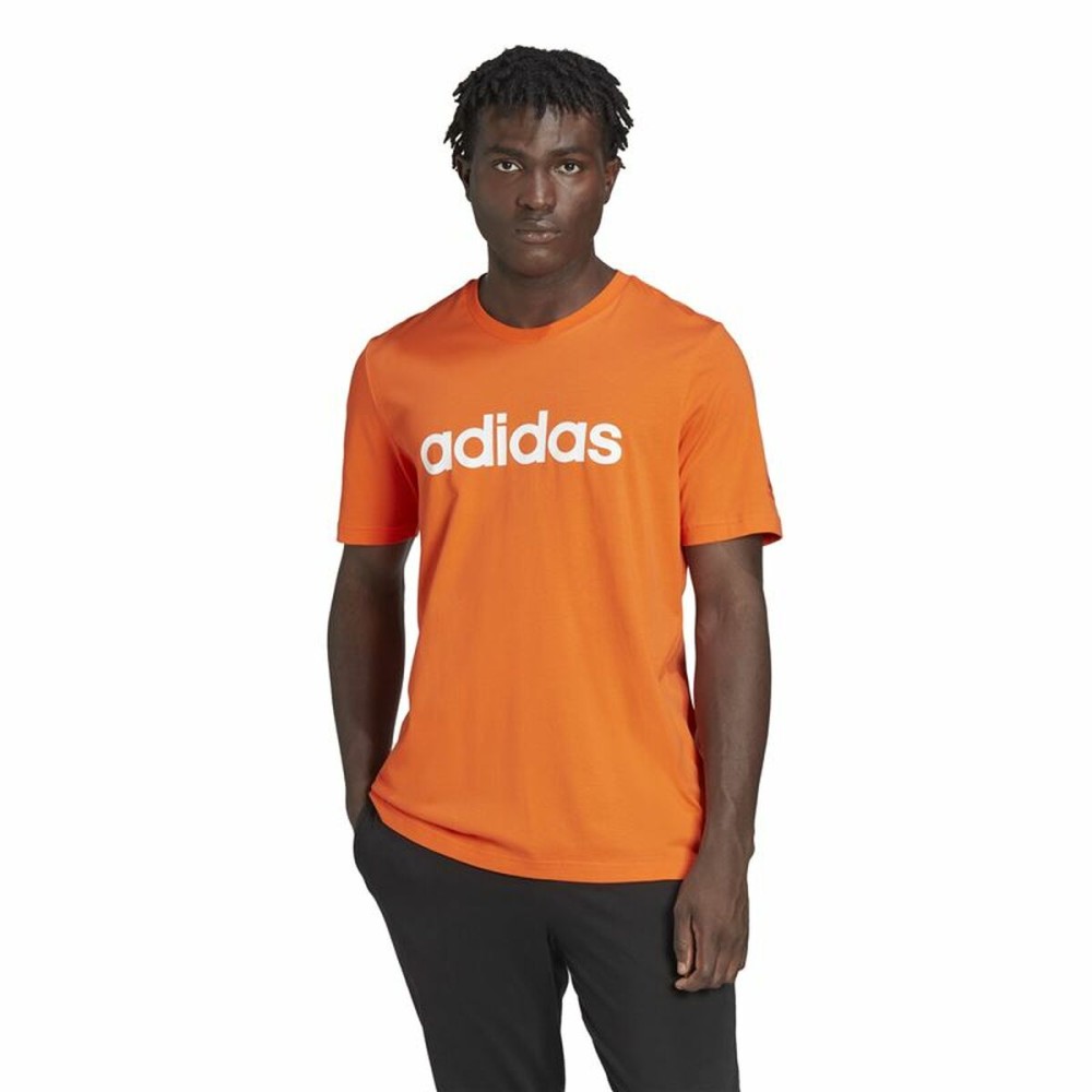 T-shirt à manches courtes homme Adidas  Essentials Embroidered Linear Orange