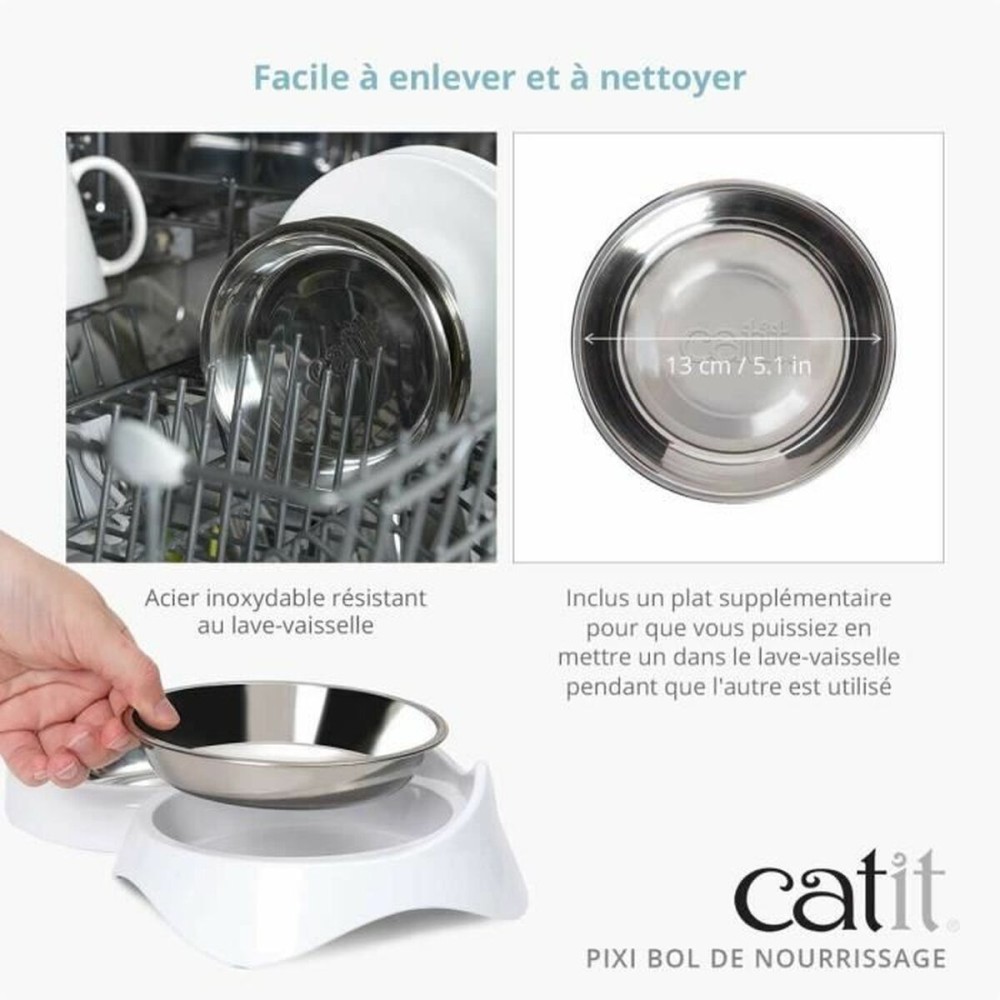Mangeoire pour chats Catit Blanc Acier inoxydable