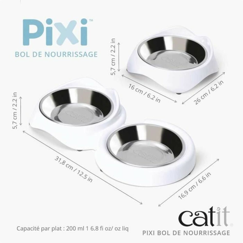 Mangeoire pour chats Catit Blanc Acier inoxydable