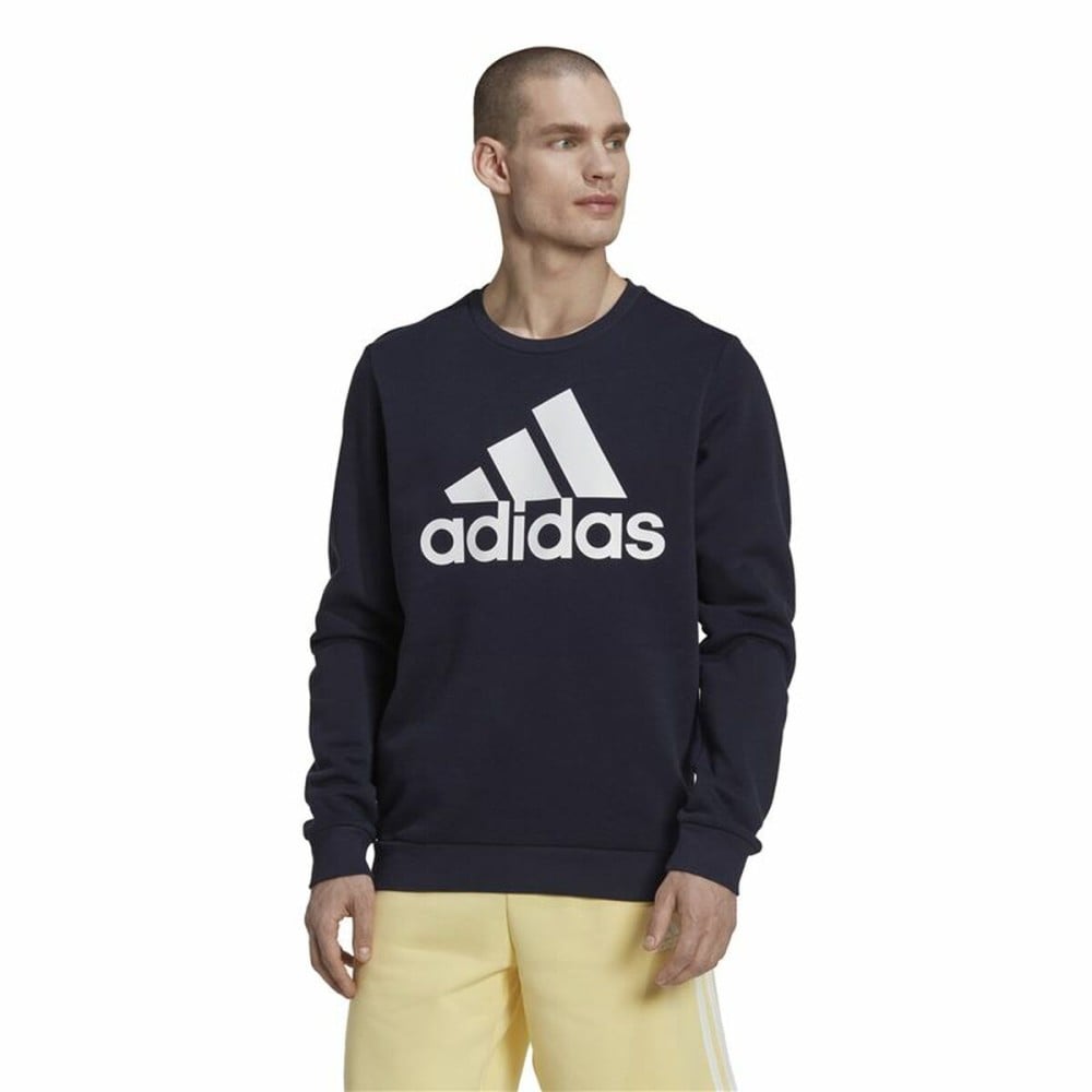 Sweat sans capuche homme Adidas Essentials Big Logo Blue marine Bleu foncé