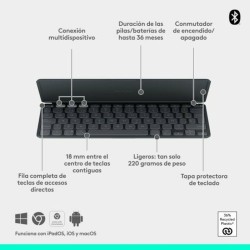 Tastatur Logitech Schwarz Qwerty Spanisch QWERTY