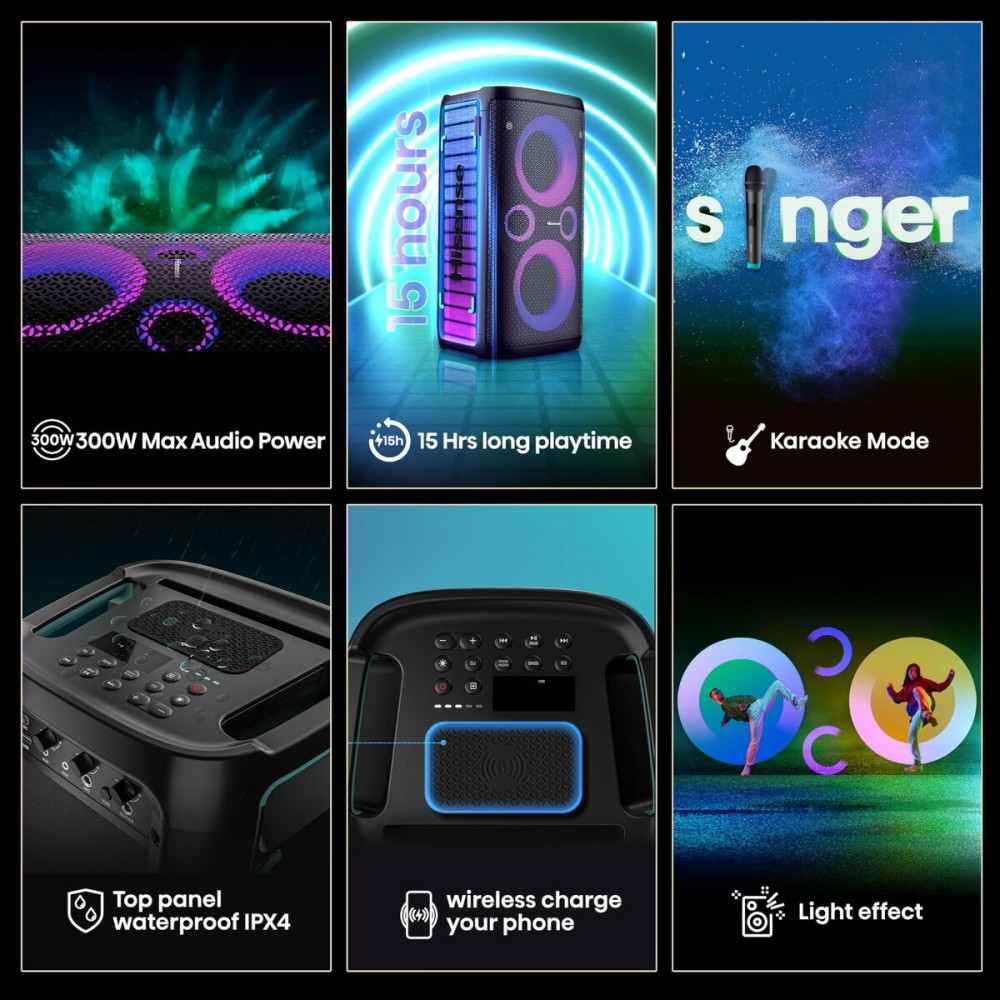 Haut-parleurs bluetooth portables Hisense Noir 300 W
