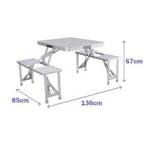 Picnic table Marbueno Grey 136 x 67 x 85 cm Aluminium