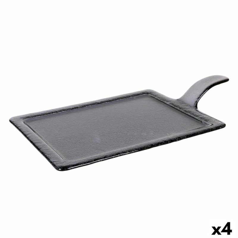 Tray Viejo Valle Black Glass 46 x 27 cm (4 Units)