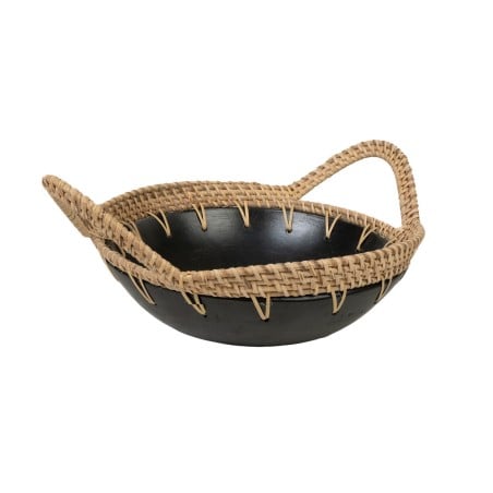 Centerpiece Romimex Black Natural Ceramic Rattan 25 x 10 x 30 cm 30 x 10 x 25 cm