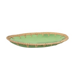 Centerpiece Romimex Orange Natural Ceramic Rattan 20 x 7 x 35 cm