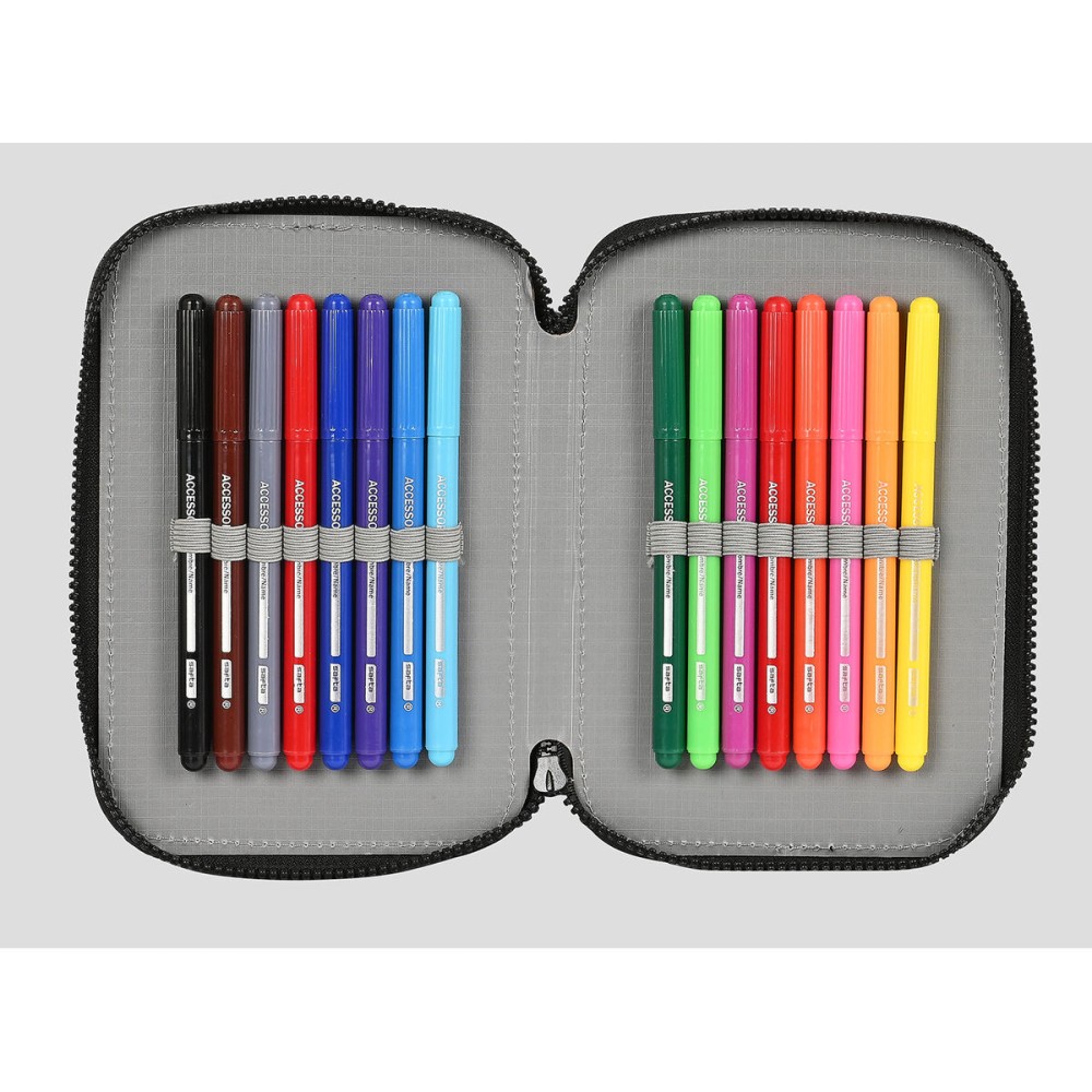 Plumier double F.C. Barcelona Gris (13.5 x 20.5 x 4.5 cm) (34 Pièces)