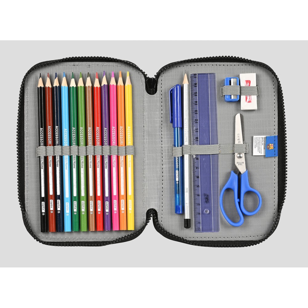 Plumier double F.C. Barcelona Gris (13.5 x 20.5 x 4.5 cm) (34 Pièces)