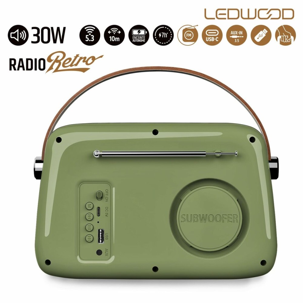 Radio Transistor Ledwood ALMA GREY Vert 30 W