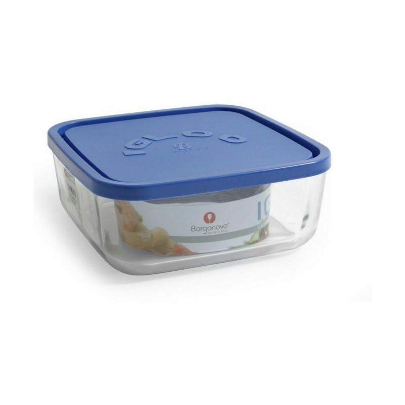 Lunchbox Borgonovo karriert Blau 1,8 L 18,5 x 18,5 x 7,4 cm (12 Stück)