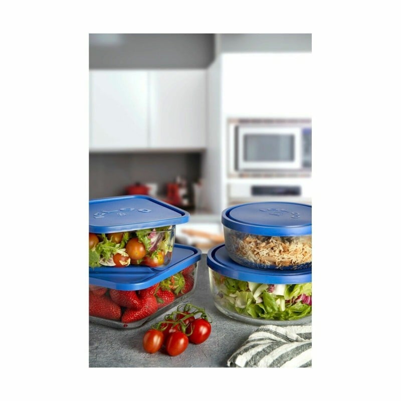 Lunchbox Borgonovo karriert Blau 1,8 L 18,5 x 18,5 x 7,4 cm (12 Stück)