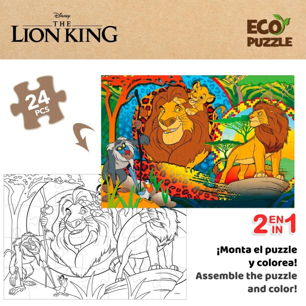 Kinderpuzzle The Lion King Beidseitig 24 Stücke 70 x 1,5 x 50 cm (12 Stück)