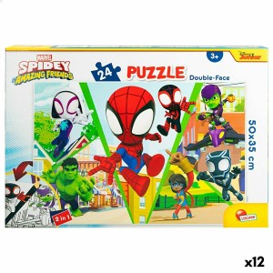 Child's Puzzle Spidey Double-sided 50 x 35 cm 24 Pieces (12 Units)