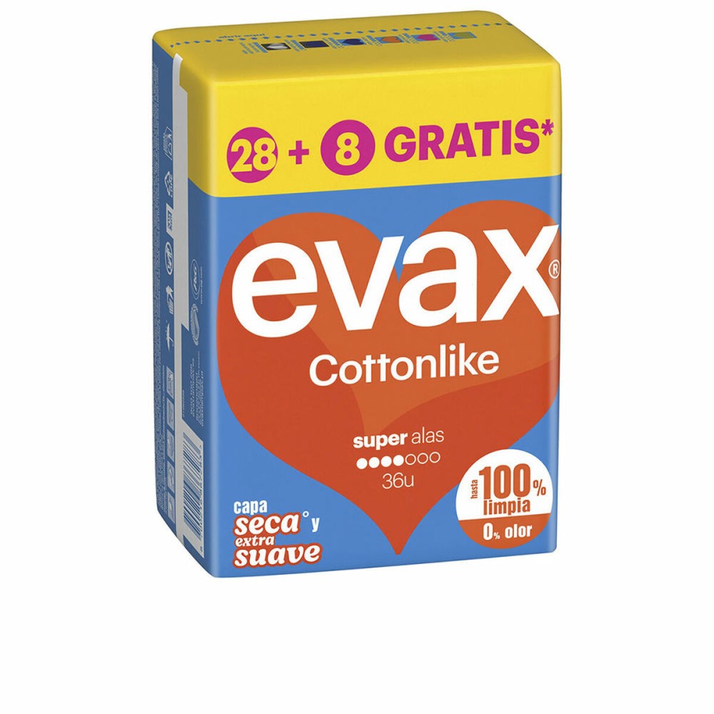 Compresses Super avec Ailes Evax COTTONLIKE 36 Unités