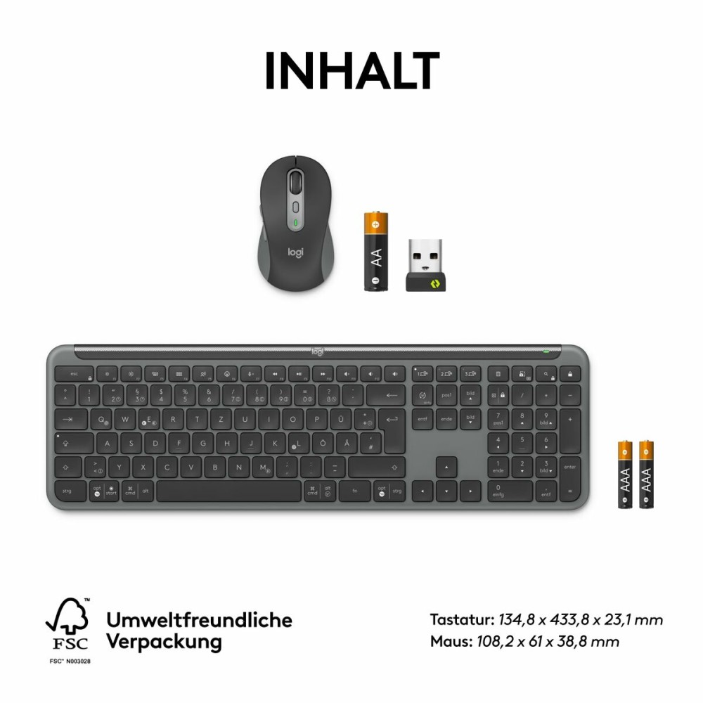 clavier et souris Logitech 920-012504 Graphite Allemand QWERTZ