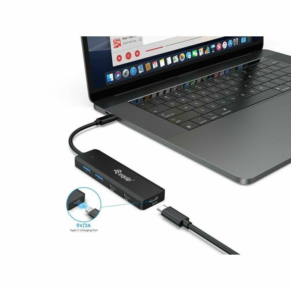 Hub USB Equip 128964 Noir