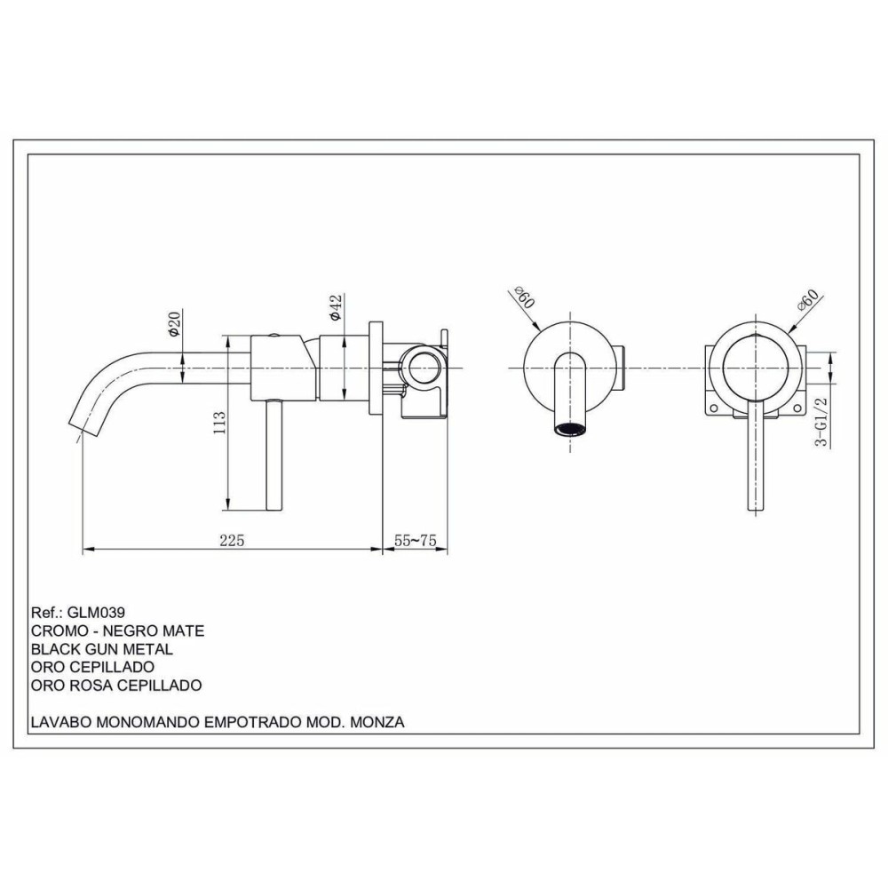 Colonne de douche Imex MONZA ORC GLM039/ORC Acier inoxydable