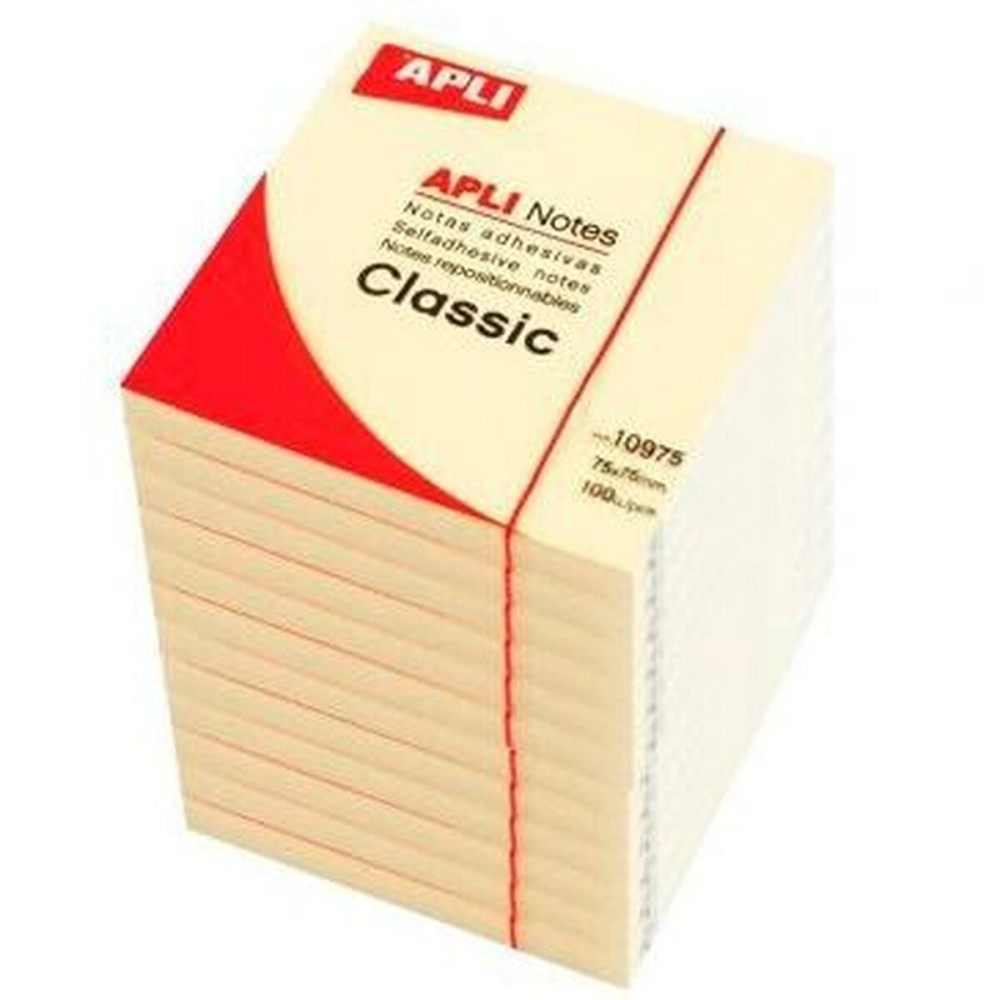 Notes Adhésives Apli CLASSIC Jaune 75 x 75 mm (12 Unités)