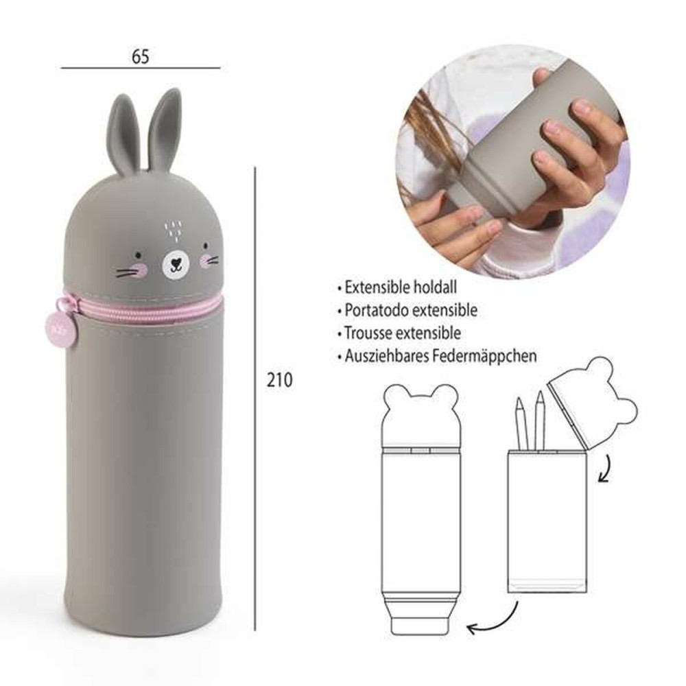 Trousse d'écolier cylindrique Apli My Little Pets Gris Lapin