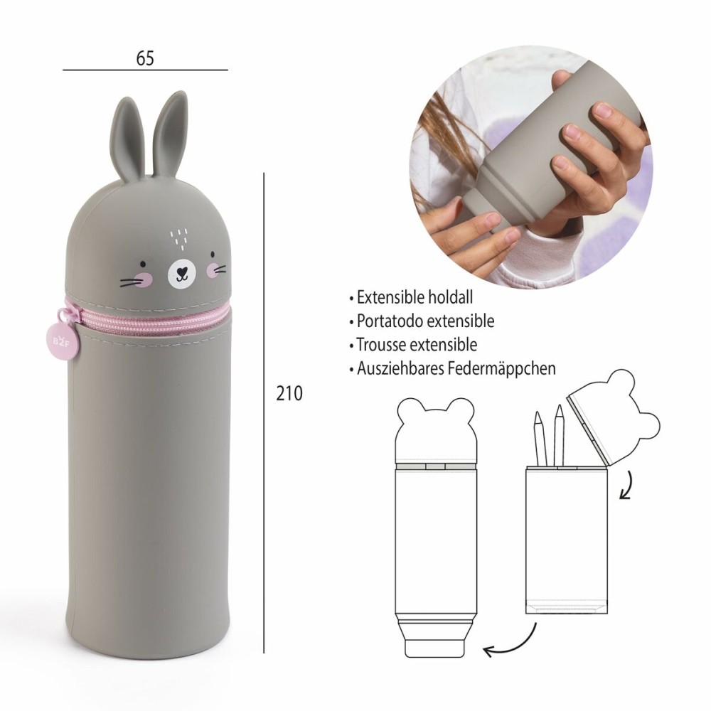 Cylindrical School Case Apli My Little Pets Grey Rabbit