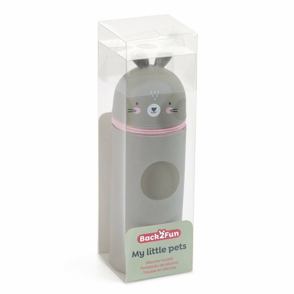 Trousse d'écolier cylindrique Apli My Little Pets Gris Lapin