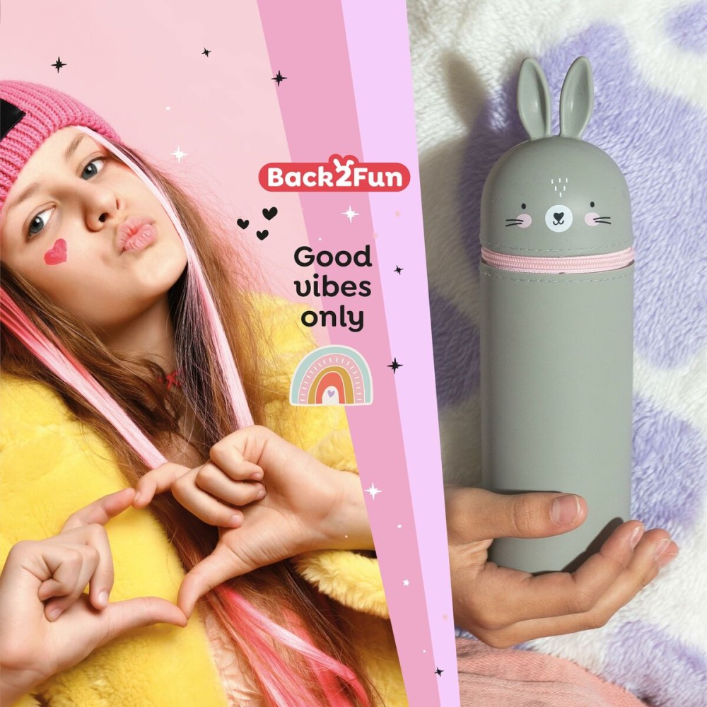 Cylindrical School Case Apli My Little Pets Grey Rabbit