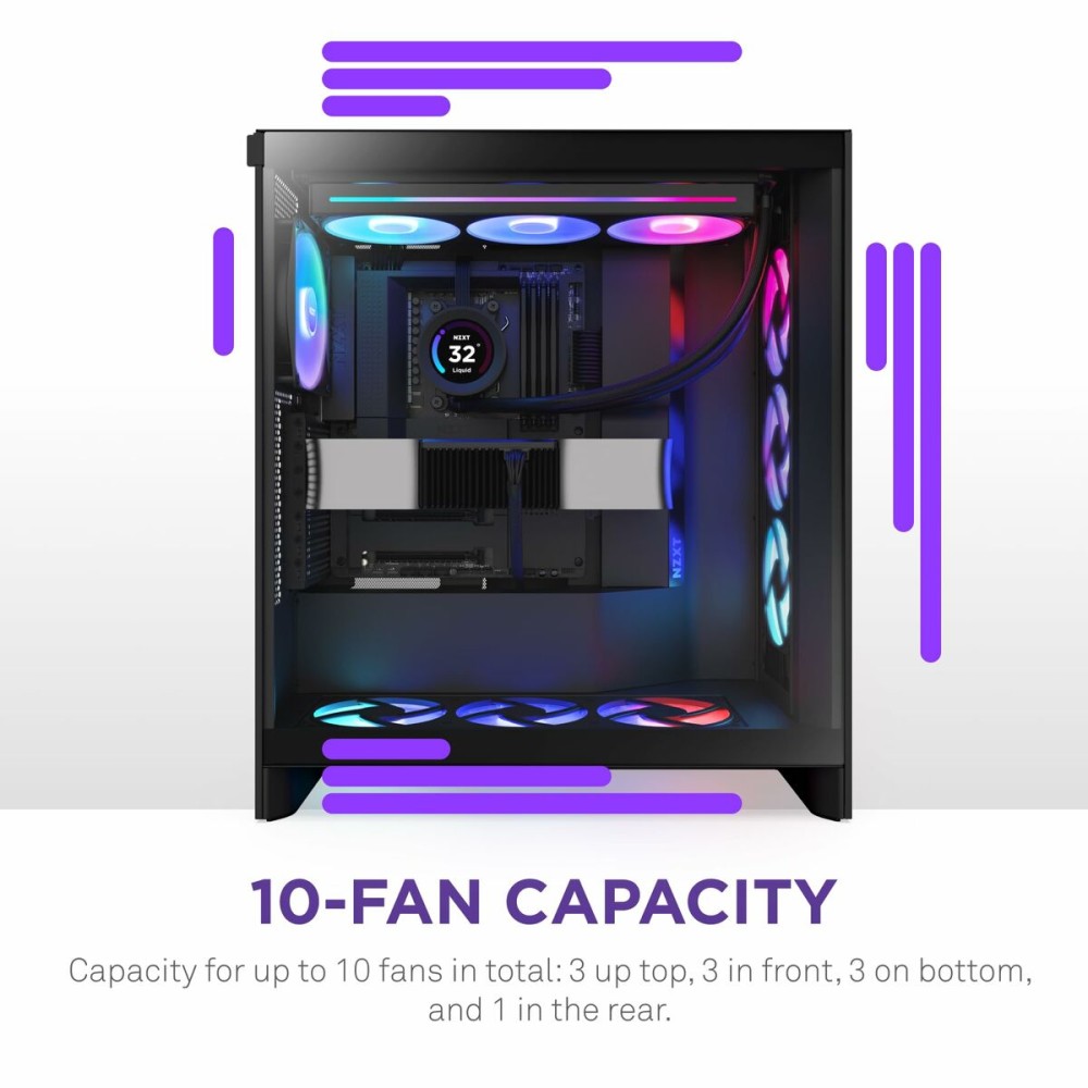 Boîtier ATX semi-tour NZXT H7 Flow RGB Midi Noir