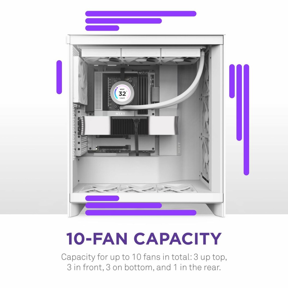 Boîtier ATX semi-tour NZXT H7 Flow Midi Blanc