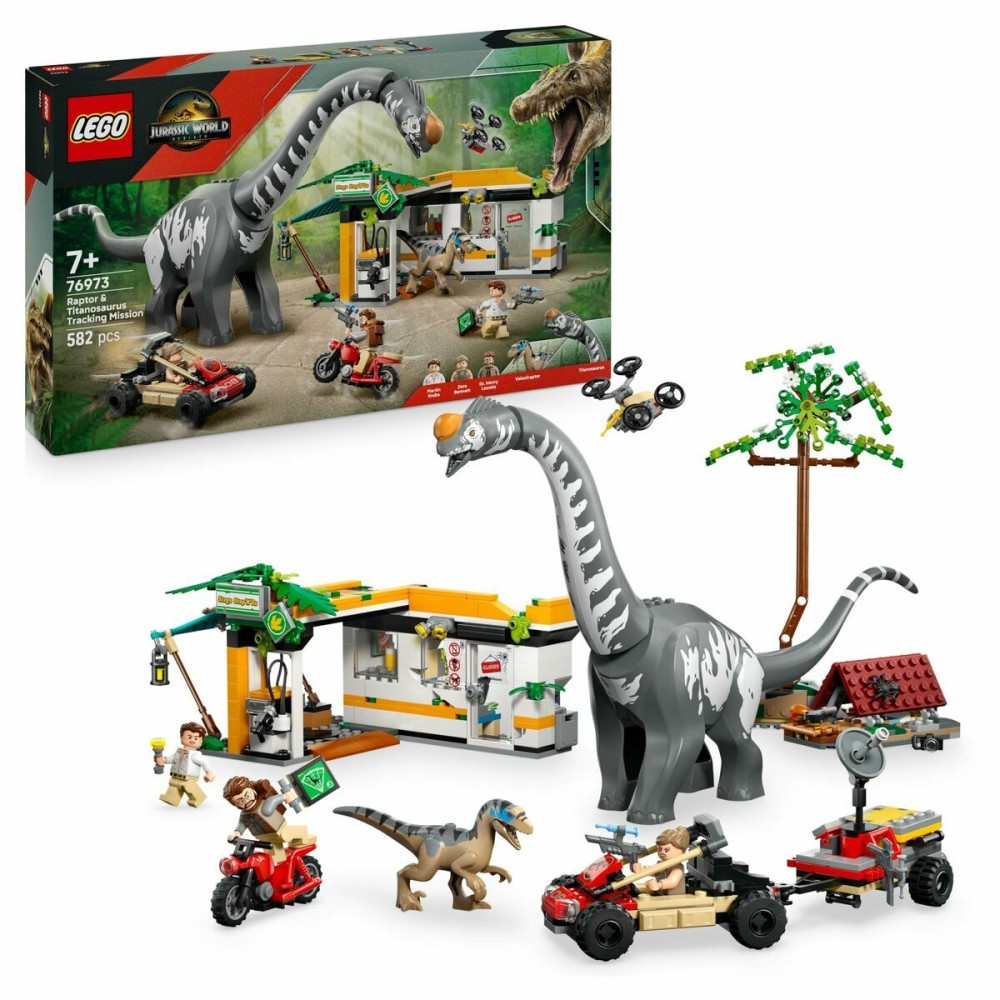 Set de construction Lego JURASSIC WORLD 76973 Raptor & Titanosaurus Tracking Mission