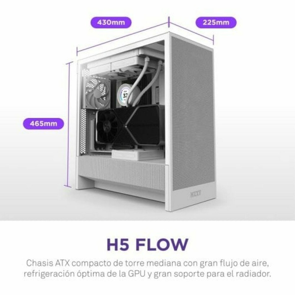 Boîtier ATX semi-tour NZXT H5 FLOW Blanc