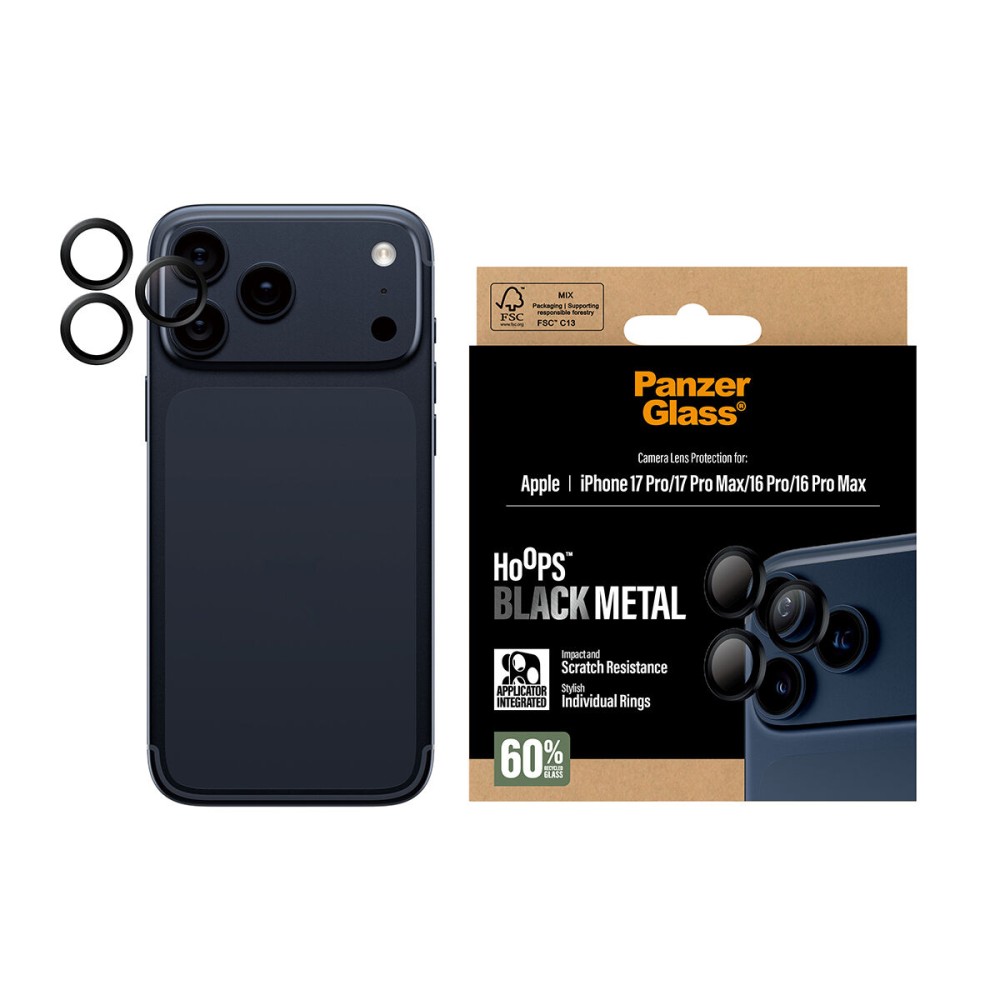 Protecteur d’objectif PanzerGlass iPhone 16-17Pro/Max Noir Apple